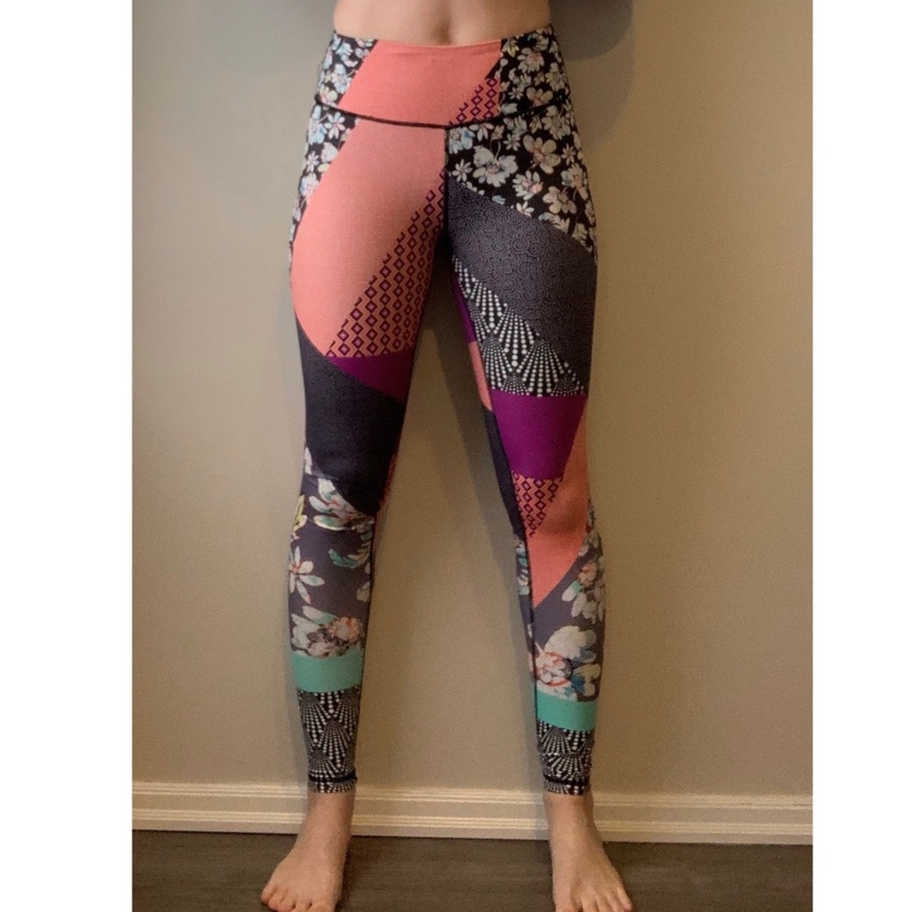 Victoria's Secret Multi-Color Patterned Leggings - Coral, Purple, Teal, Black